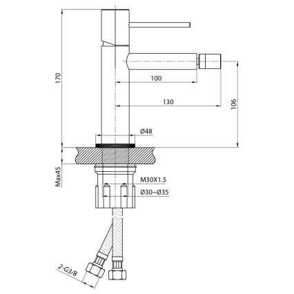 Sapho - SOLARIS bidee segisti, läikiv kroom