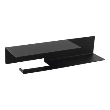 Sapho - Tualettpaberihoidja riiuliga 9,5x35 cm mati must