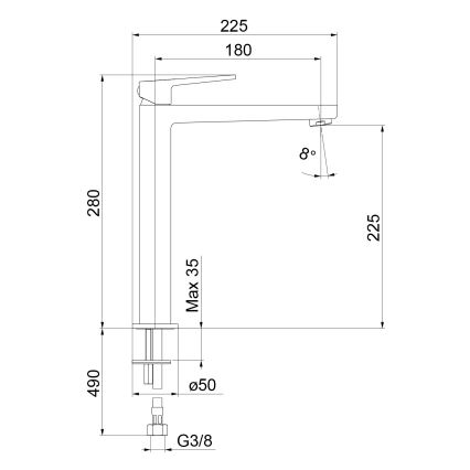 Sapho - TURSI 28 cm mattmusta valamusegisti
