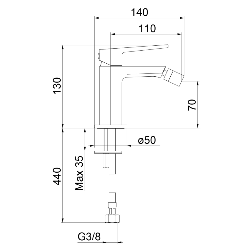 Sapho - TURSI bidee segisti, läikiv kroom