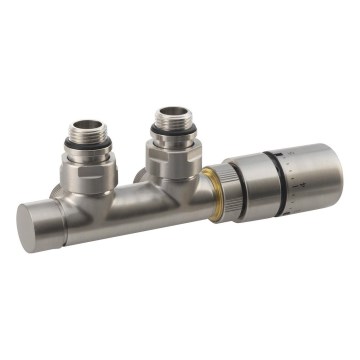 Sapho - TWIN termostaatne ühenduskomplekt keskühendusega, matt roostevaba teras