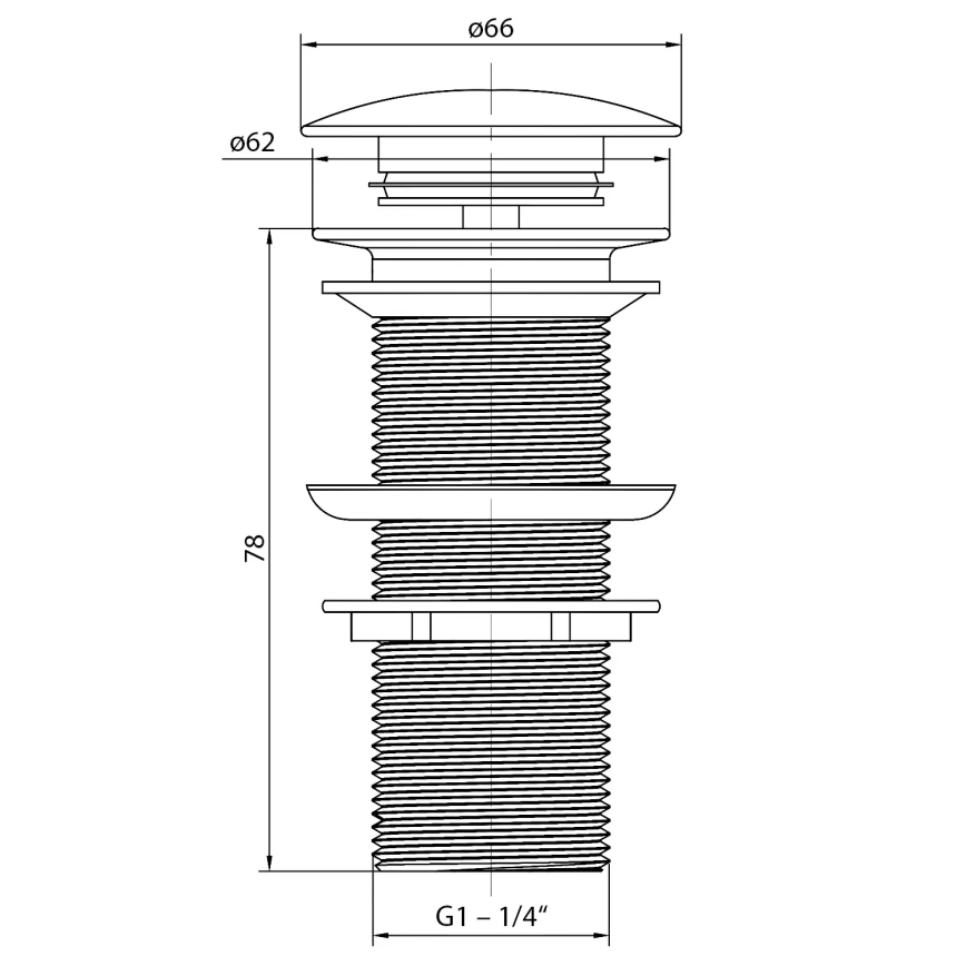 Sapho - valamu äravool BLOK Ø 6,6 cm carrata/valge