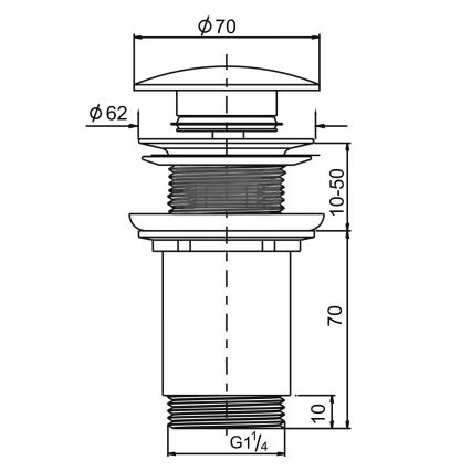 Sapho - Valamu äravool Ø 7 cm matt must/läikiv kroom
