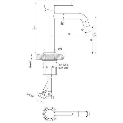 Sapho - Valamu kraan ICONIC 18,7 cm läikiv kroom
