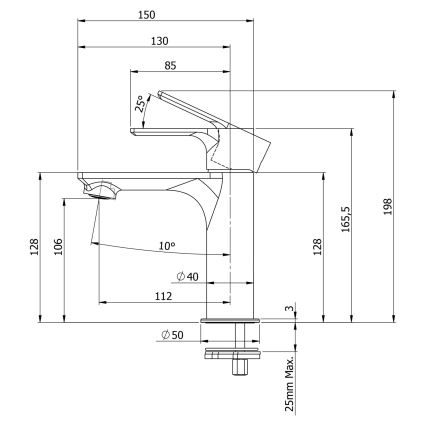 Sapho - Valamu kraan PAX 16,5 cm matt must