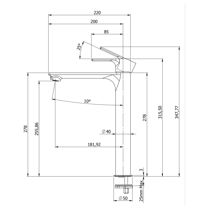 Sapho - Valamu kraan PAX 31,5 cm läikiv kroom