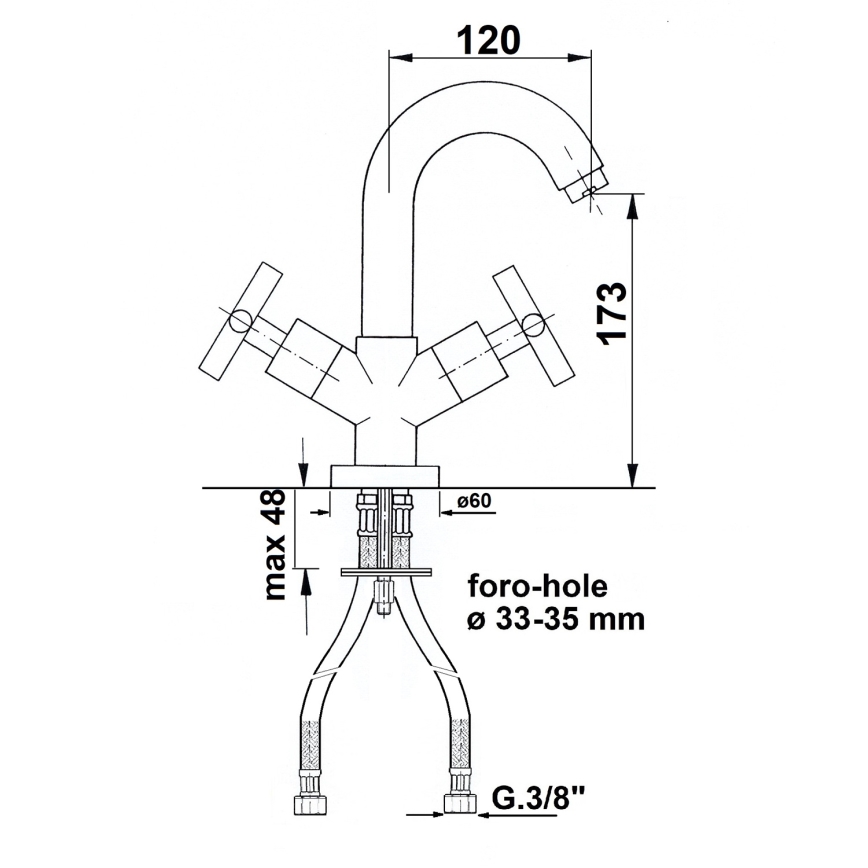Sapho - Valamu segisti AXIA läikiv kroom