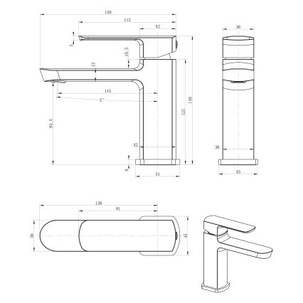 Sapho - valamu segisti MIXONA 14,8 cm, läikiva kroomviimistlusega