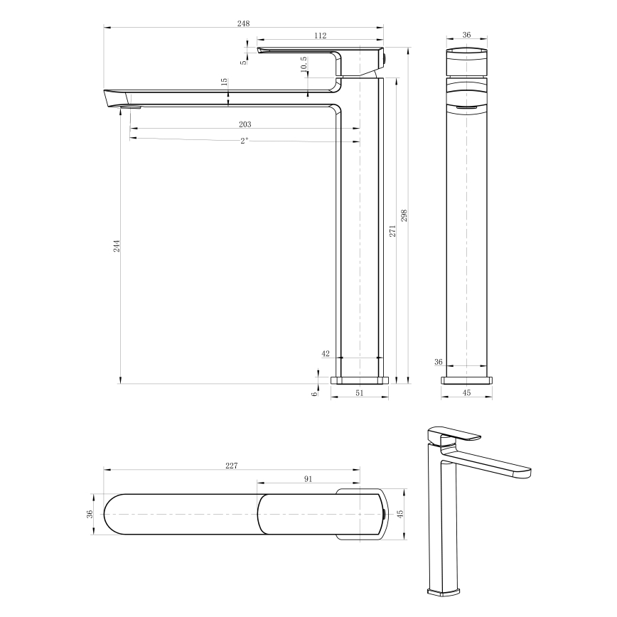 Sapho - Valamu segisti MIXONA 29,8 cm läikiv kroom