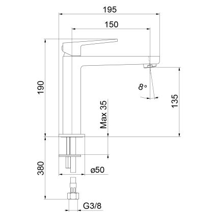 Sapho - Valamu segisti TURSI 19 cm läikiv kroom