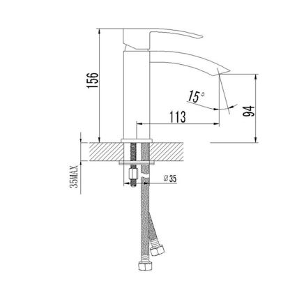 Sapho - Valamusegisti GINKO 15,6 cm läikiv kroom