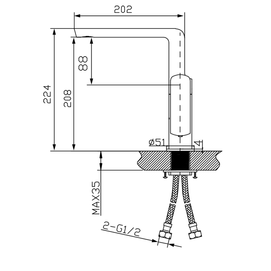 Sapho - Valamusegisti MIXONA 22,4 cm läikiv kroom
