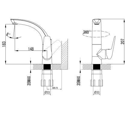 Sapho - Valamusegisti SOLITER 18 cm, läikiv kroomviimistlus