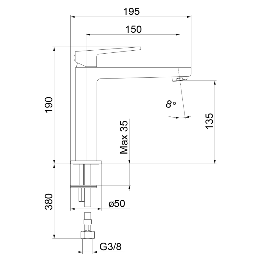 Sapho - Valamusegisti TURSI 19 cm mati must