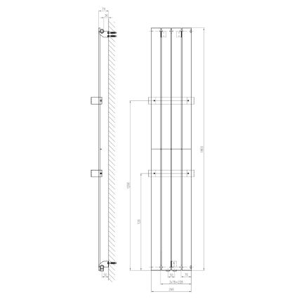 Sapho - vannitoa radiaator COLONNA 180x30 cm valge