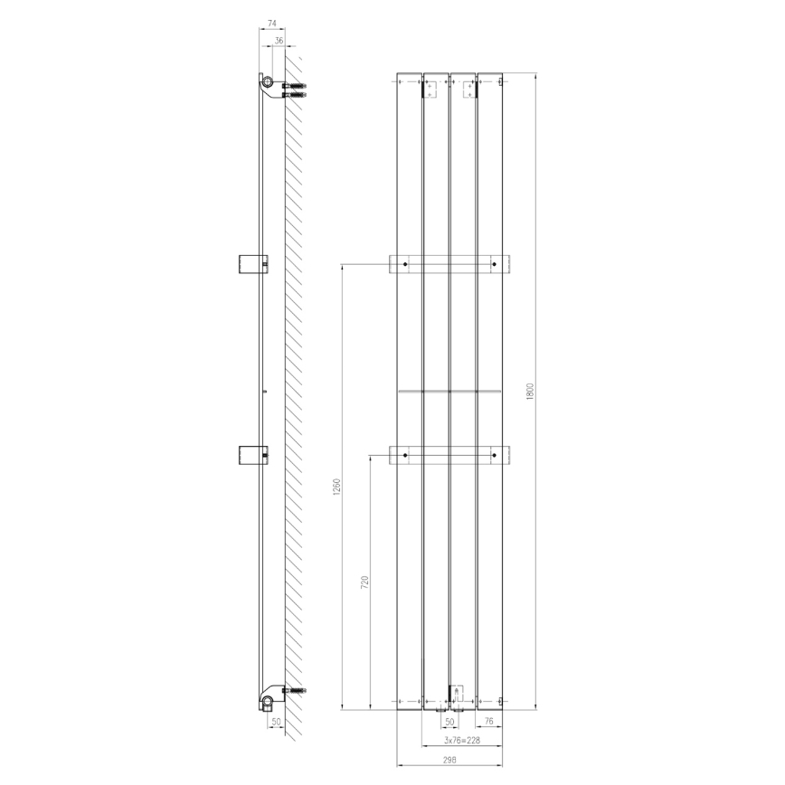 Sapho - vannitoa radiaator COLONNA 180x30 cm valge