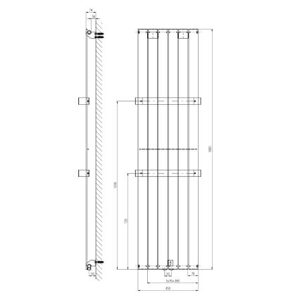 Sapho - Vannitoa radiaator COLONNA 180x45 cm, must