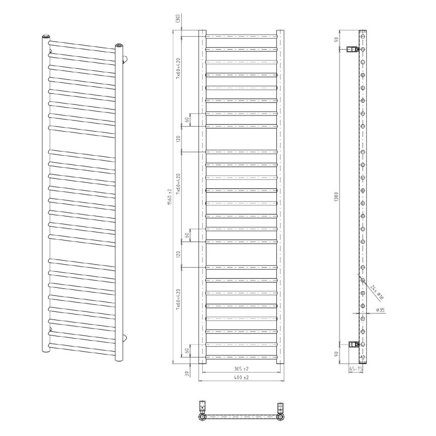 Sapho - vannitoa radiaator DINA 156x40 cm matt must