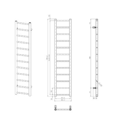 Sapho - vannitoa radiaator DINA 278W 30x138 cm matt must