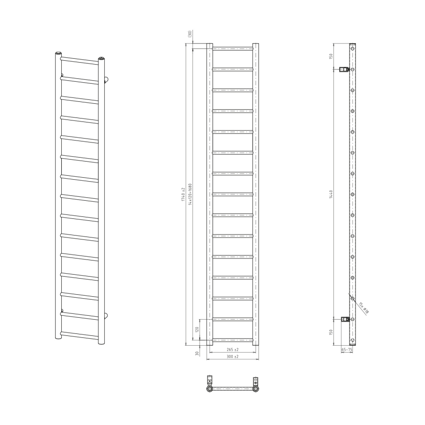 Sapho - Vannitoa radiaator DINA 335W 30x174 cm valge