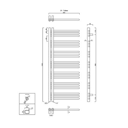 Sapho - Vannitoa radiaator DORLION 120x50 cm läikiv kroom