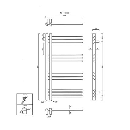 Sapho - Vannitoa radiaator DORLION 90x50 cm mattmust