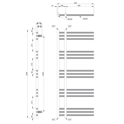 Sapho - Vannitoa radiaator MAGDALENA 408W/230V 50x120 cm läikiv kroom