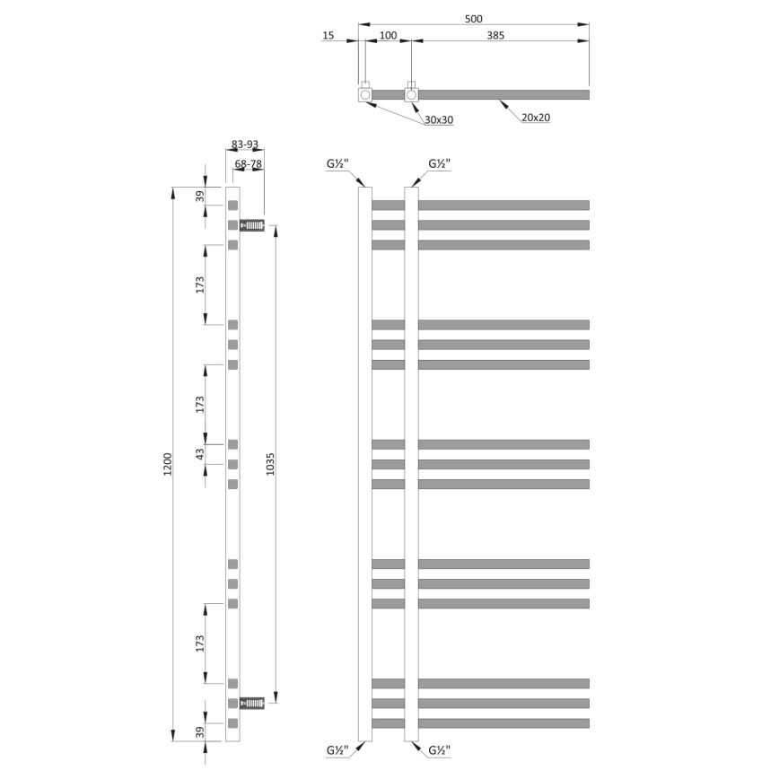 Sapho - Vannitoa radiaator MAGDALENA 408W/230V 50x120 cm läikiv kroom