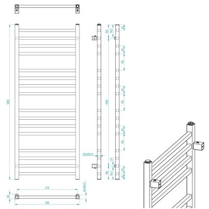 Sapho - Vannitoa radiaator METRO 120x50 cm läikiv kroom