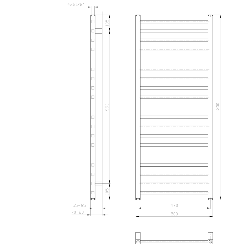 Sapho - vannitoa radiaator METRO 120x50 cm, valge