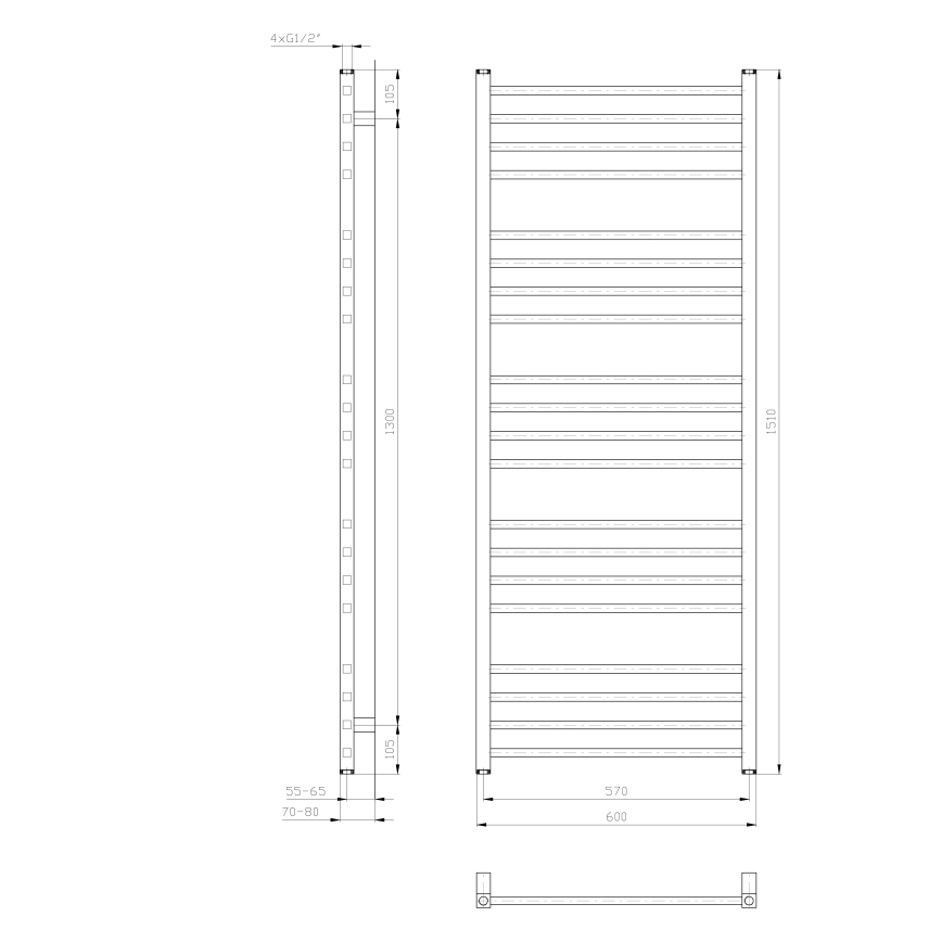 Sapho - Vannitoa radiaator METRO 60x151x60 cm valge