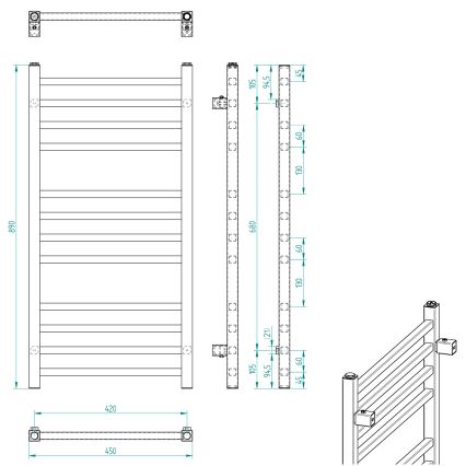 Sapho - Vannitoa radiaator METRO 89x45 cm läikiv kroom