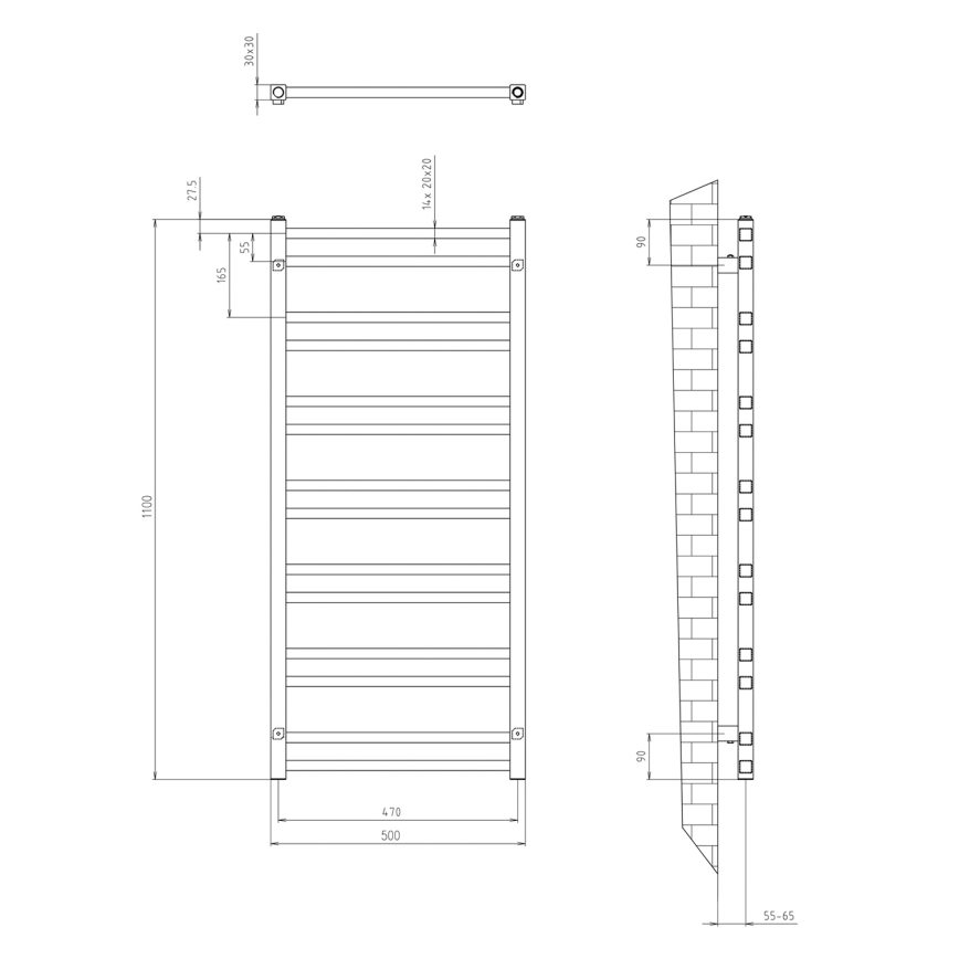 Sapho - Vannitoa radiaator METRO DOS 343W/230V 50x110 cm läikiv kroom