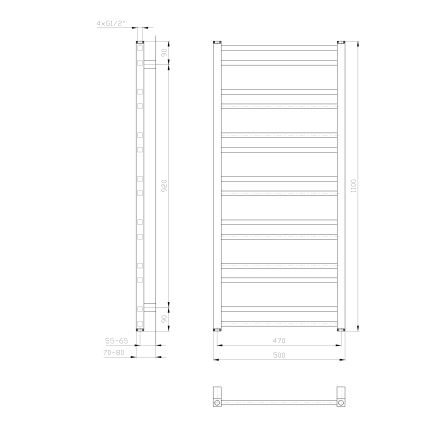 Sapho - Vannitoa radiaator METRO DOS 343W/230V 50x110 cm mattvalge