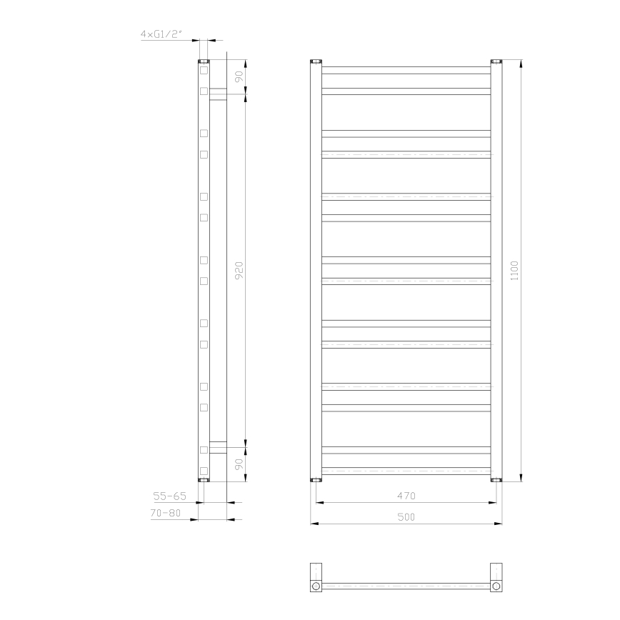 Sapho - Vannitoa radiaator METRO DOS 343W/230V 50x110 cm mattvalge