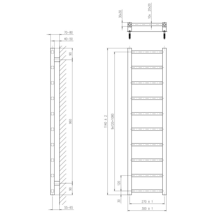 Sapho - vannitoa radiaator METRO LIGHT 114x30 cm läikiv kroom