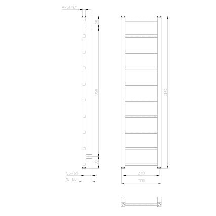 Sapho - Vannitoa radiaator METRO LIGHT 114x30 cm läikiv kroom