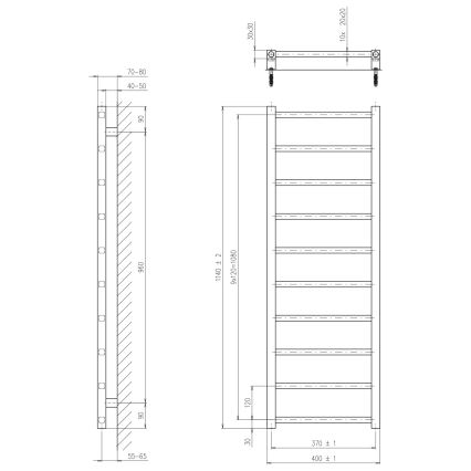 Sapho - Vannitoa radiaator METRO LIGHT 114x40 cm läikiv kroom