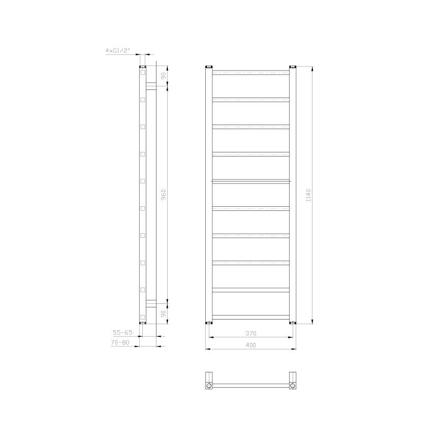 Sapho - Vannitoa radiaator METRO LIGHT 114x40 cm valge