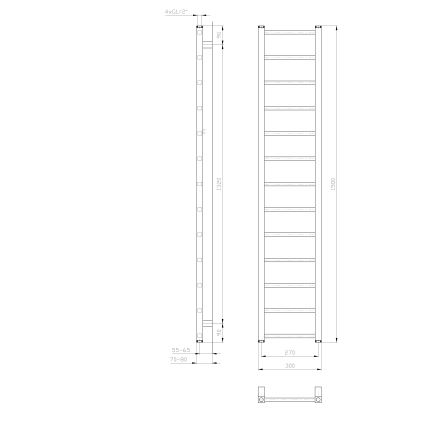 Sapho - Vannitoa radiaator METRO LIGHT 150x30 cm valge