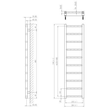 Sapho - Vannitoa radiaator METRO LIGHT 211W/230V 30x114 cm läikiv kroom