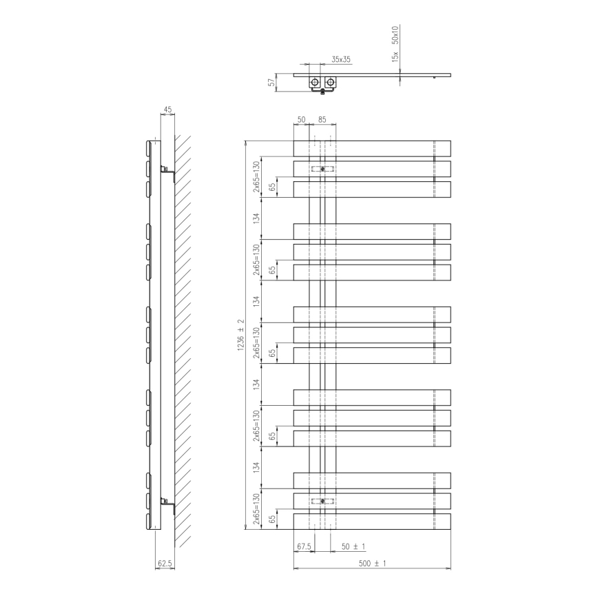 Sapho - Vannitoa radiaator SILVANA 123x50 cm valge