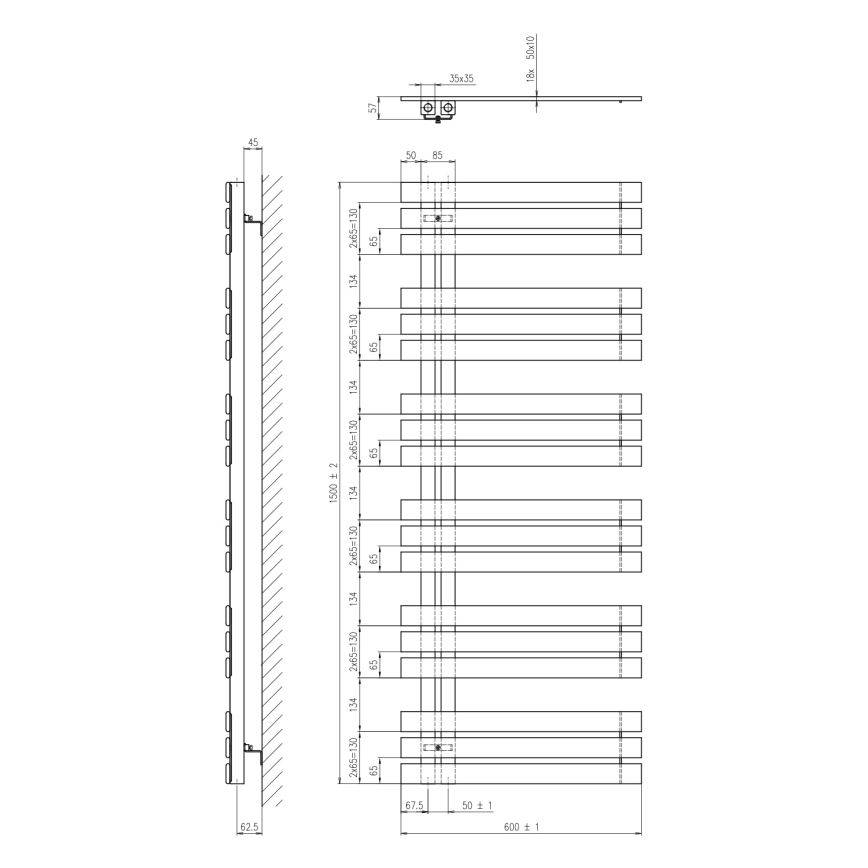 Sapho - Vannitoa radiaator SILVANA 150x60 cm valge