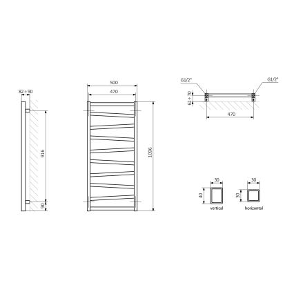 Sapho - Vannitoa radiaator ZIG 110x50 cm antratsiit