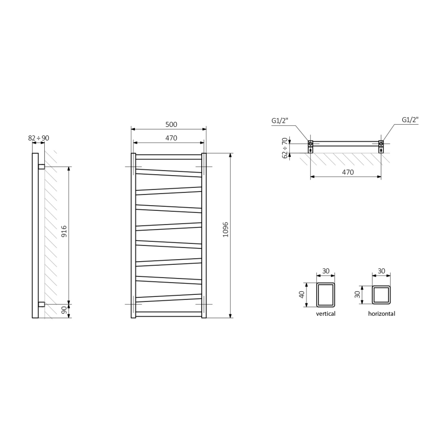 Sapho - Vannitoa radiaator ZIG 110x50 cm antratsiit
