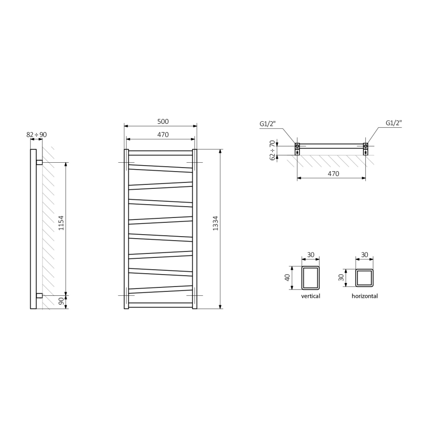 Sapho - Vannitoa radiaator ZIG 133x50 cm valge