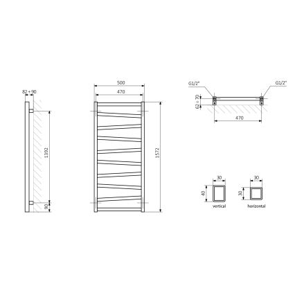 Sapho - Vannitoa radiaator ZIG 157x50 cm antratsiit