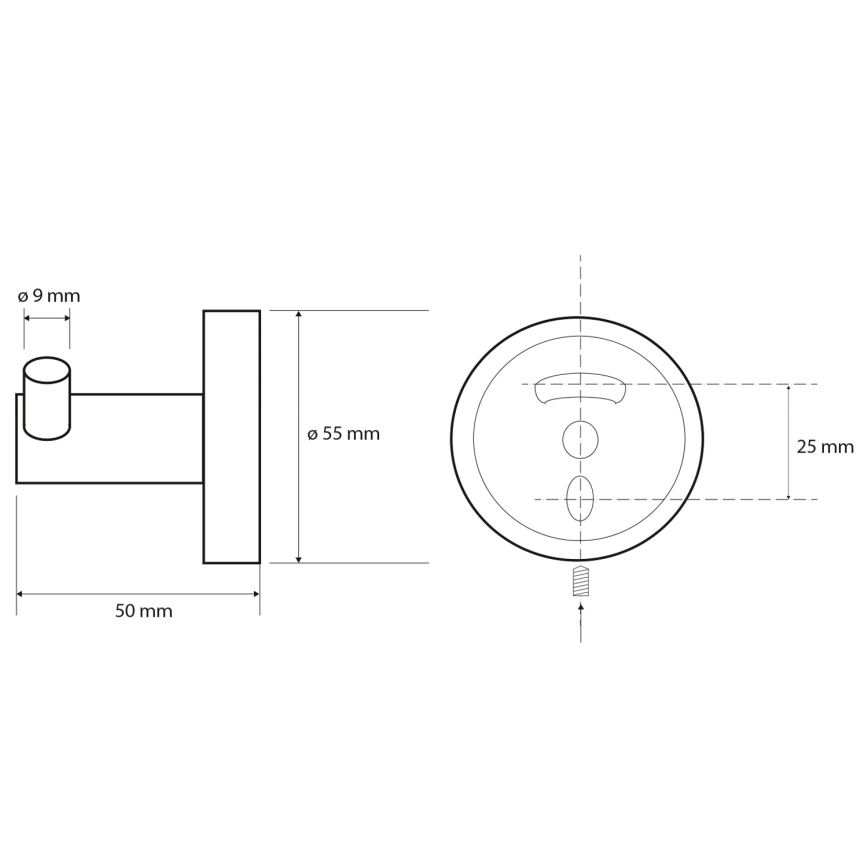 Sapho - X-ROUND topelt seinakonks 5 x 5,5 cm, must