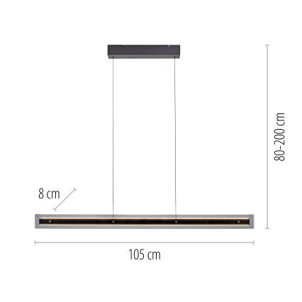 Schöner Wohnen 11316-18 - LED-hämardatav rippvalgusti kaabliga LENA LED/32W/230V 105 cm must