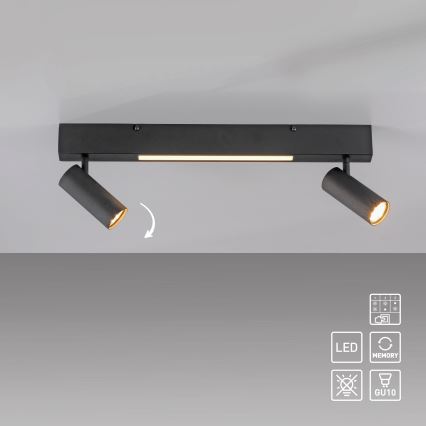 Schöner Wohnen 11793-18 - LED spottvalgusti DANTE 2xGU10/10W/230V + LED/7,2W must